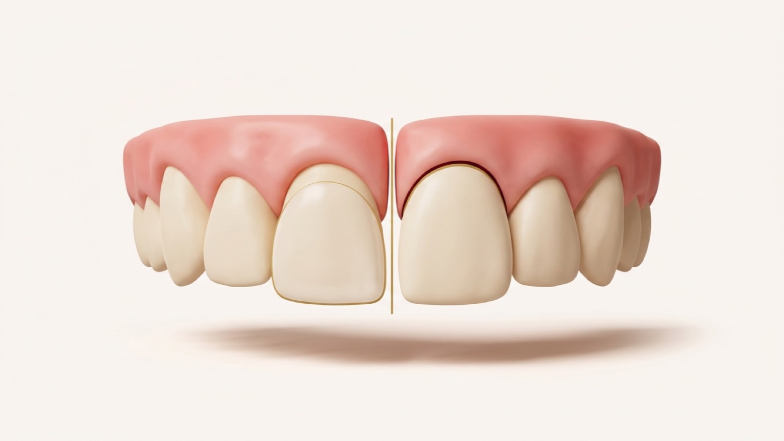 Illustration comparing a veneer with a crown