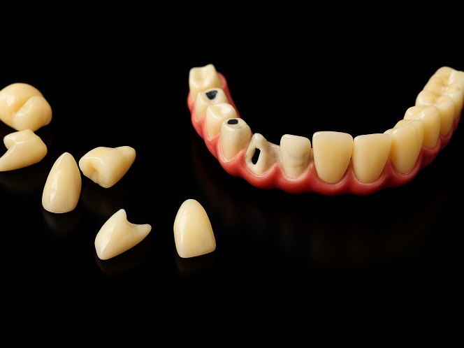 Finished with zirconia teeth